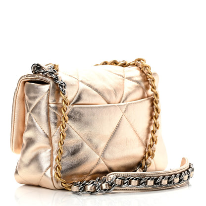 Chanel Metallic Lambskin Quilted Medium Chanel 19 Flap Gold 3 of 16