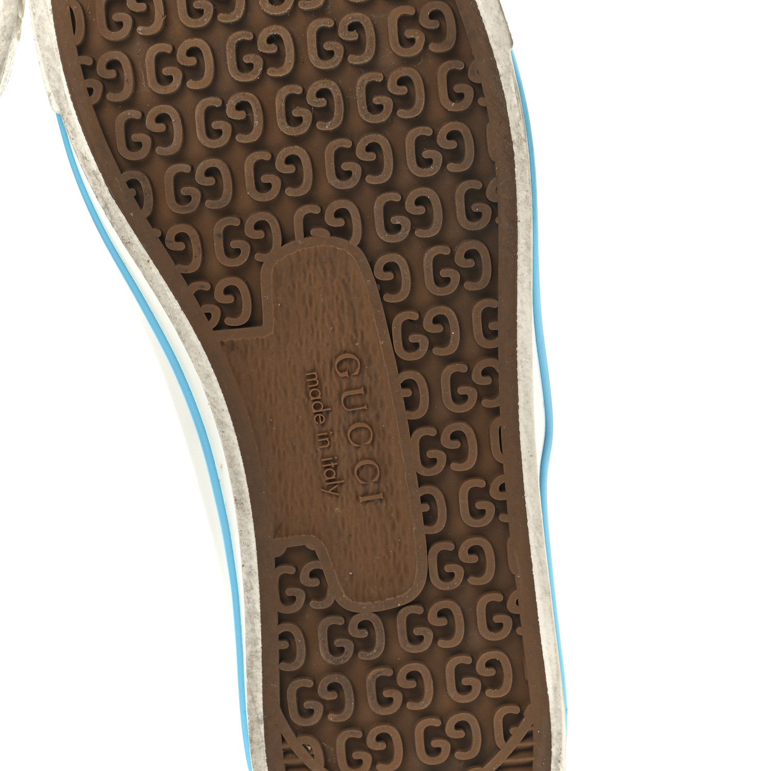 Gucci GG Monogram Multicolor Web Womens 1977 Tennis Sneakers 37.5 Light Blue Mystic White 6 of 8