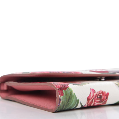 Dolce & Gabbana Dauphine Floral Print Wallet On Chain White Pink 6 of 10