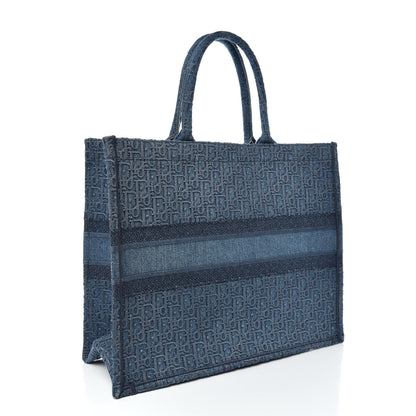 Christian Dior Oblique Denim Book Tote Denim Blue 3 of 10