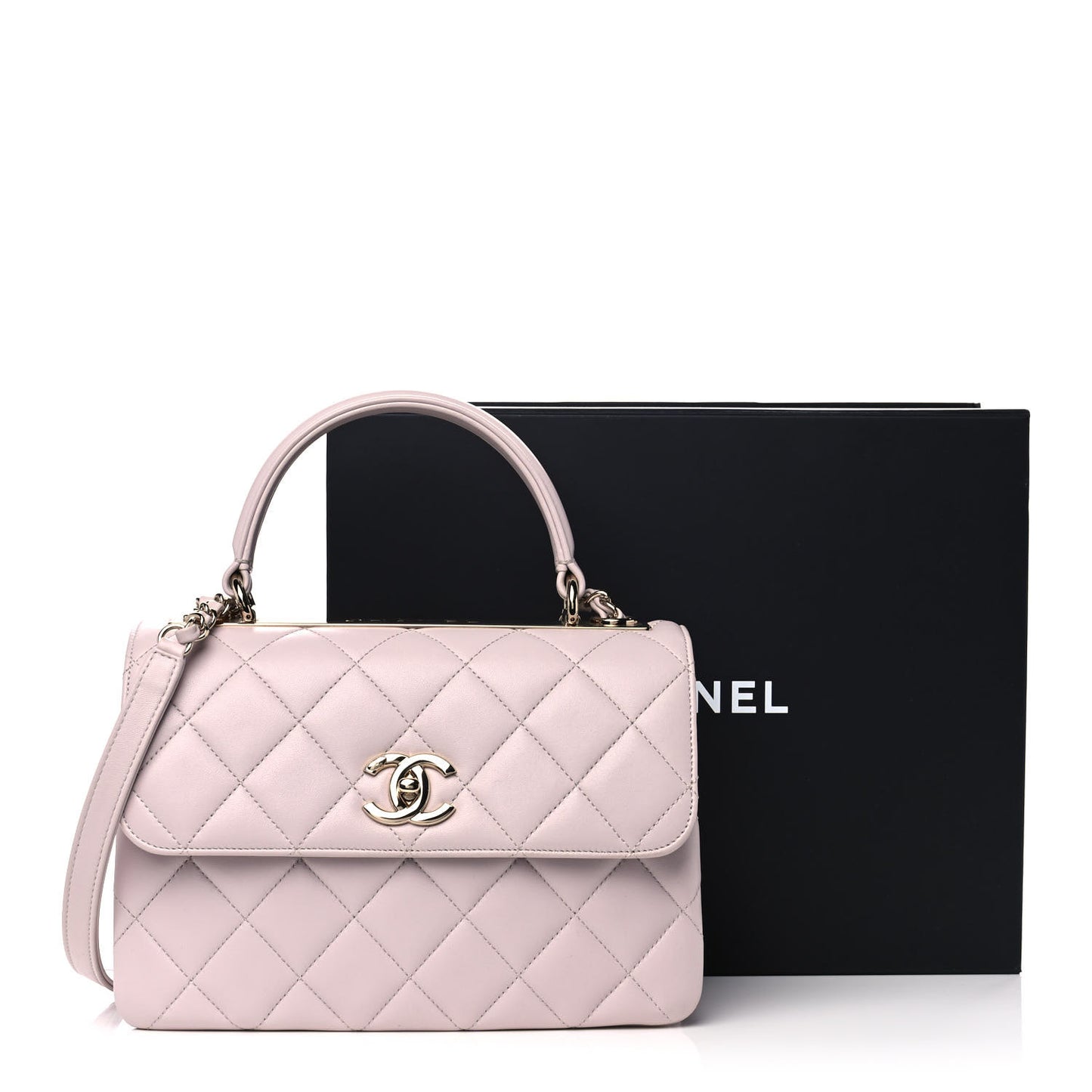Lambskin Quilted Small Trendy CC Flap Dual Handle Bag Lilac