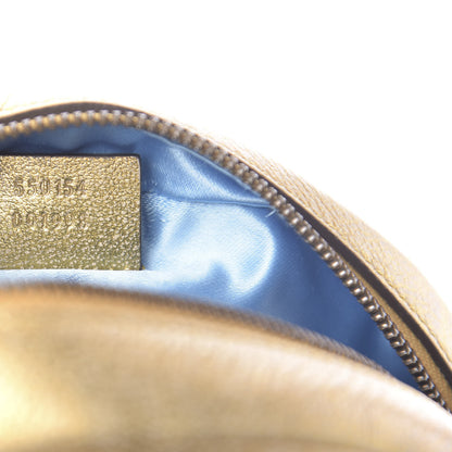 Gucci Metallic Calfskin Matelasse Mini GG Marmont Round Shoulder Bag Gold Pink 9 of 11