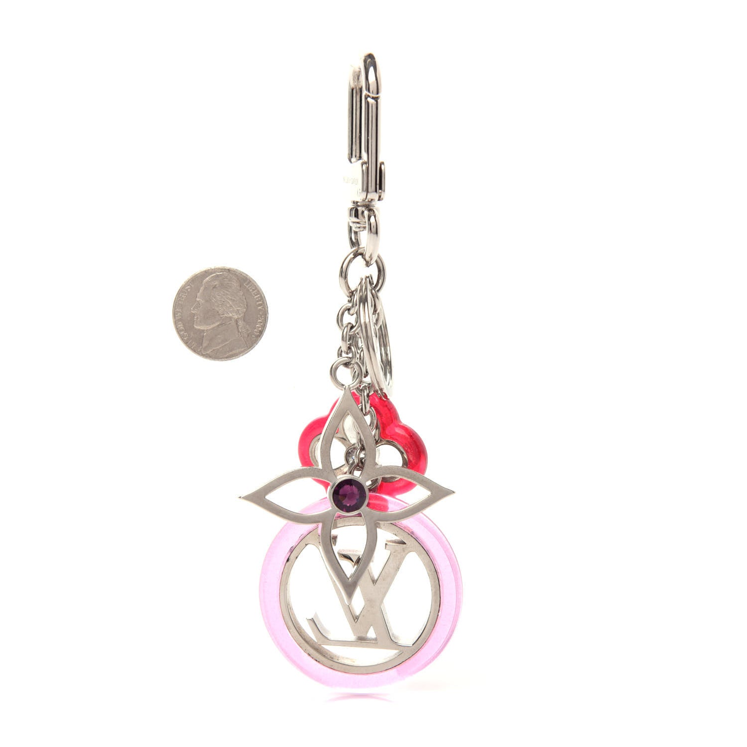 Louis Vuitton Colorline Bag Charm Key Holder Pink Glitter 2 of 5
