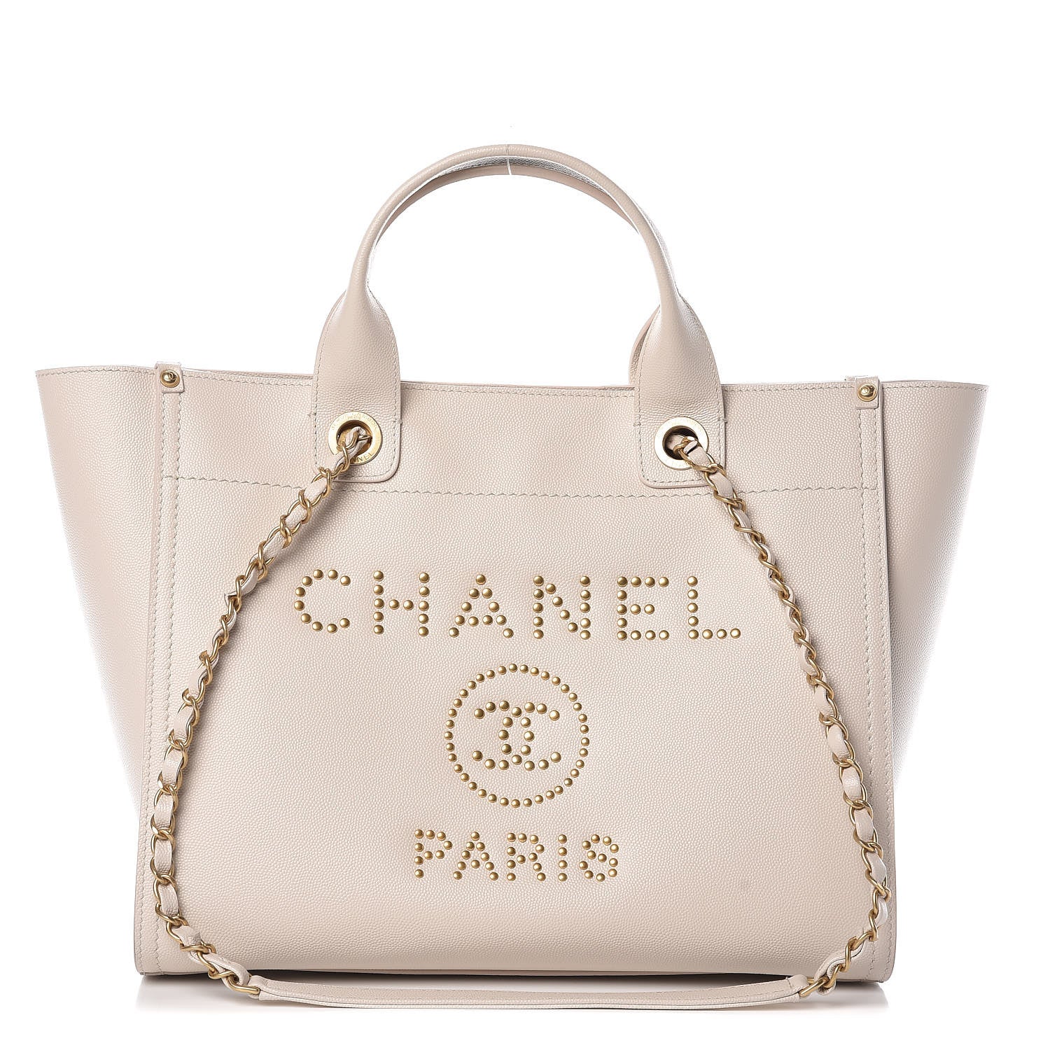 Chanel Caviar Small Studded Deauville Tote Ivory 1 of 15