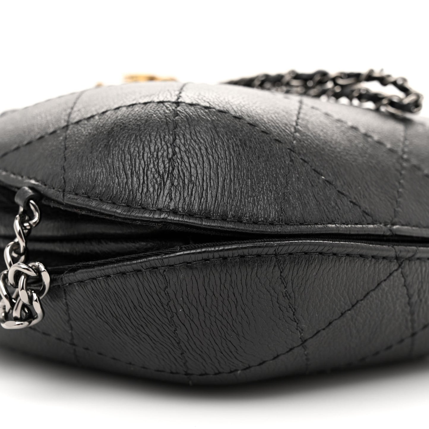 Aged Calfskin Quilted Small Gabrielle Bucket Black