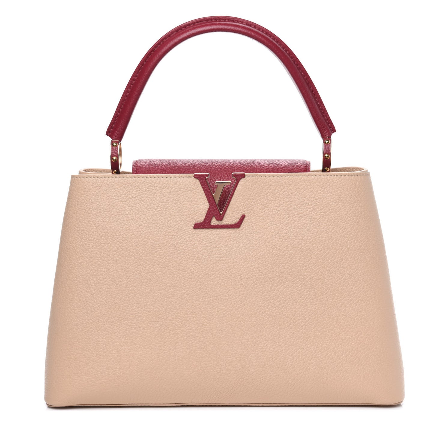 Taurillon Capucines MM Rose Beige Red