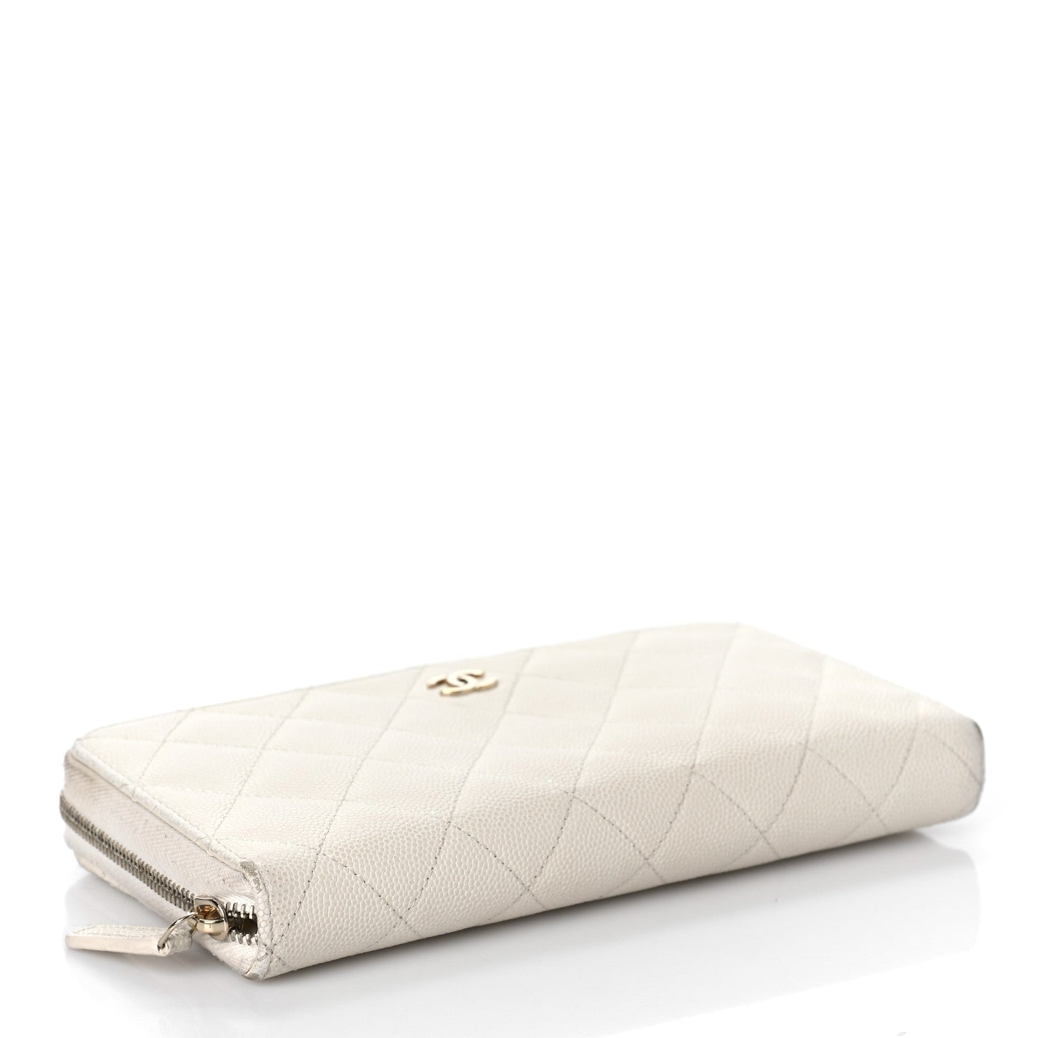 Chanel Caviar Quilted Large Gusset Zip Around Wallet White 4 of 20