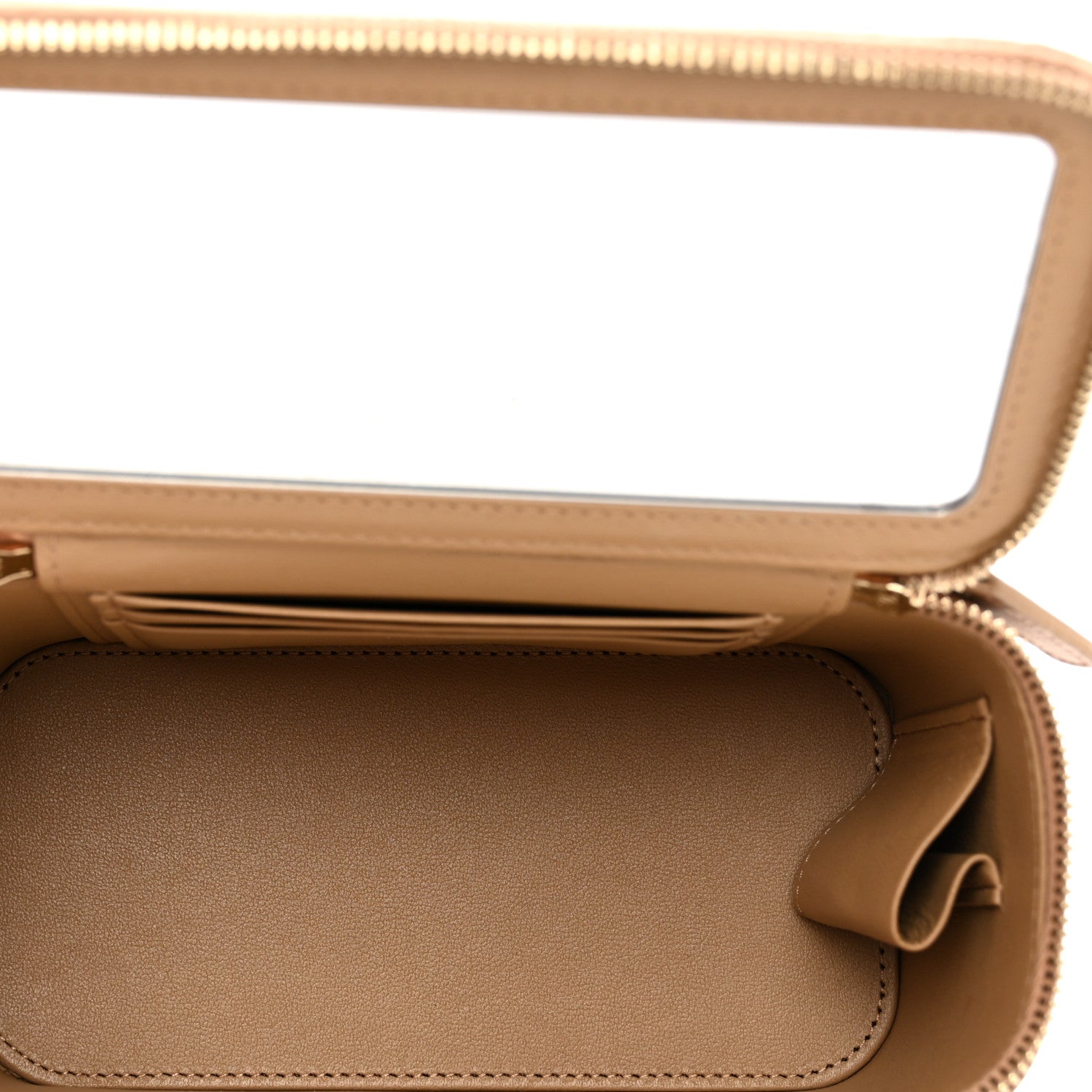 Chanel Lambskin Quilted Metal Small Top Handle Vanity Case With Chain Beige 6 of 11