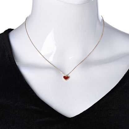 Van Cleef & Arpels 18K Rose Gold Carnelian Sweet Alhambra Heart Pendant Necklace 2 of 8