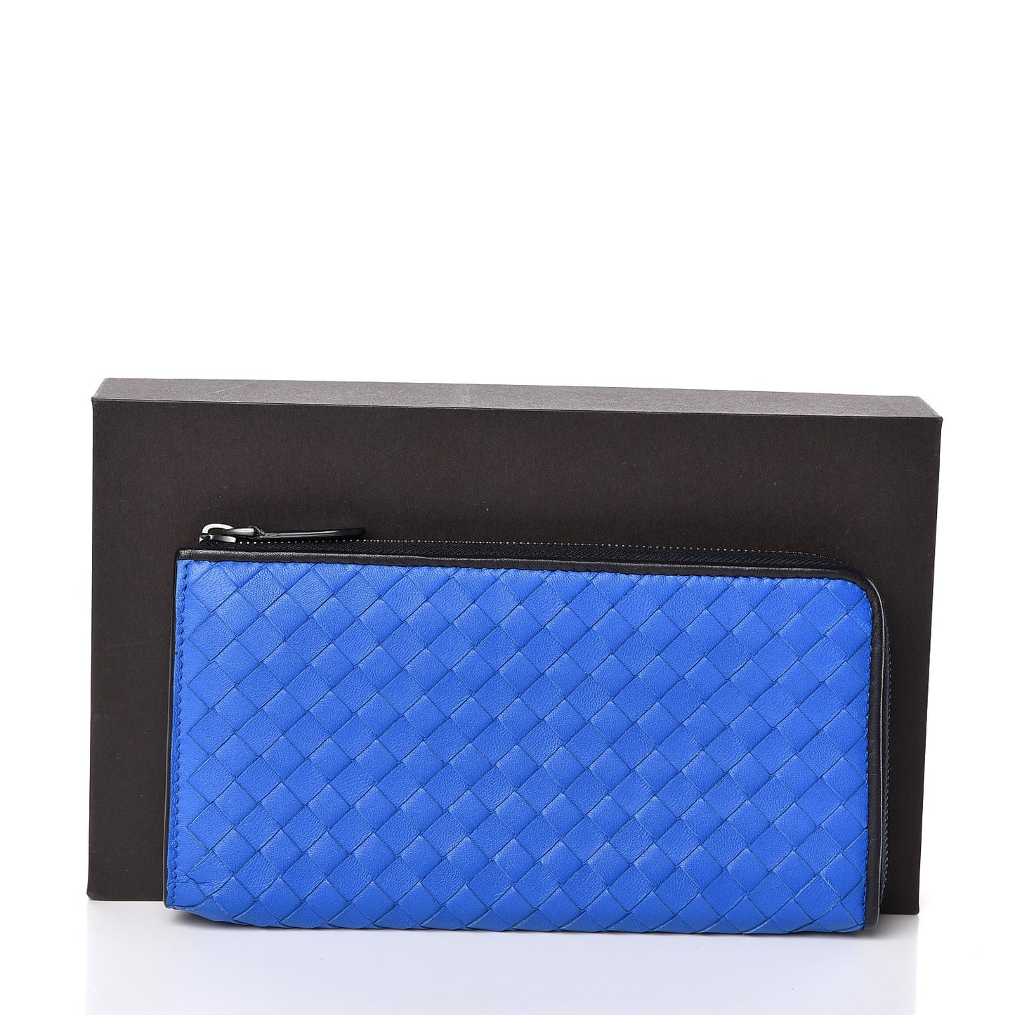 Nappa Intrecciato Zip Around Wallet Blue