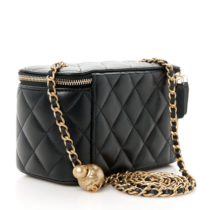 Chanel Lambskin Quilted Pearl Crush Small Vanity Case With Chain Black 3 of 11