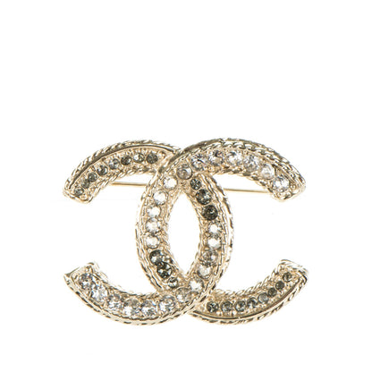 Chanel Crystal CC Brooch Light Gold 1 of 4