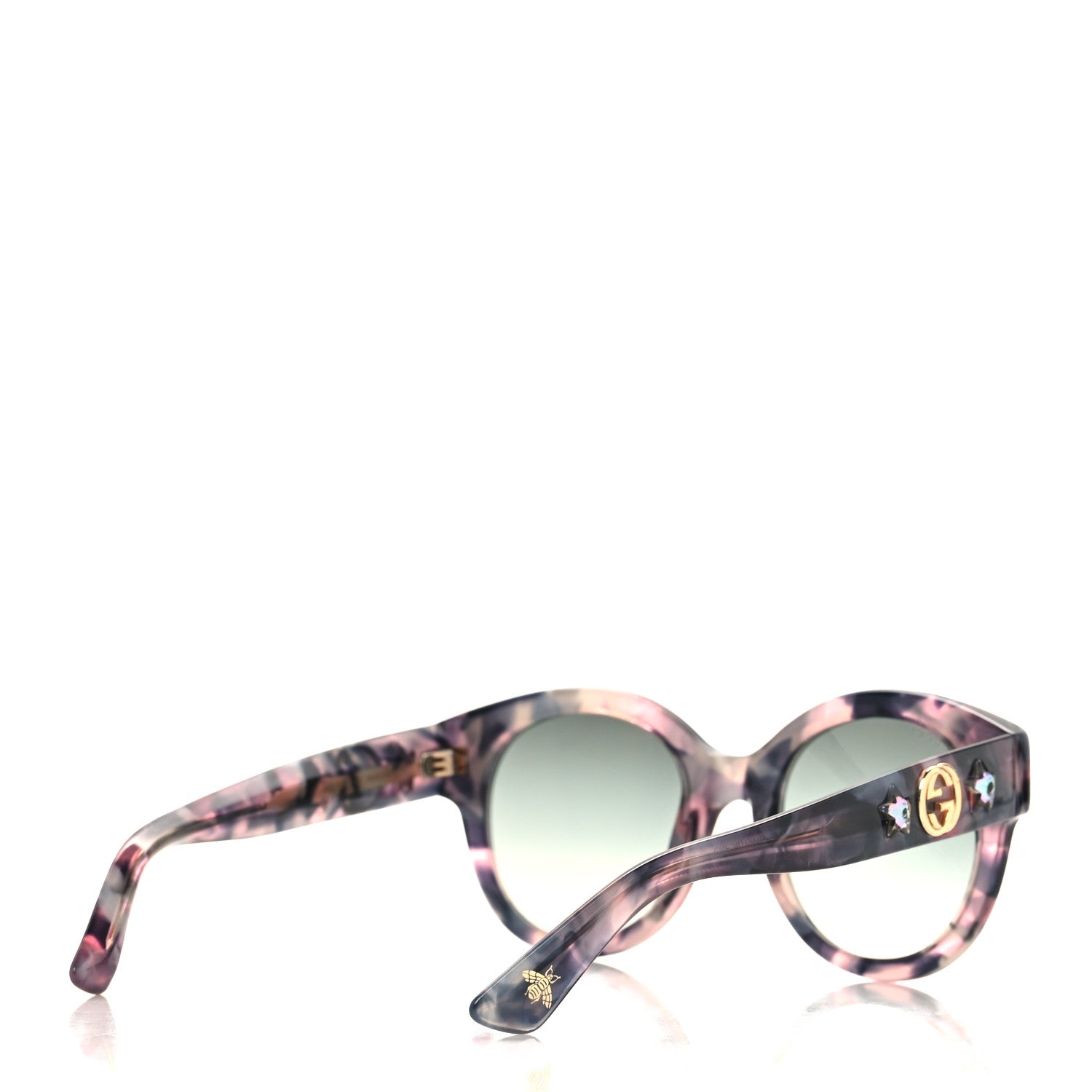 Gucci Round Frame GG Star Sunglasses GG0207S Grey Pink 4 of 7