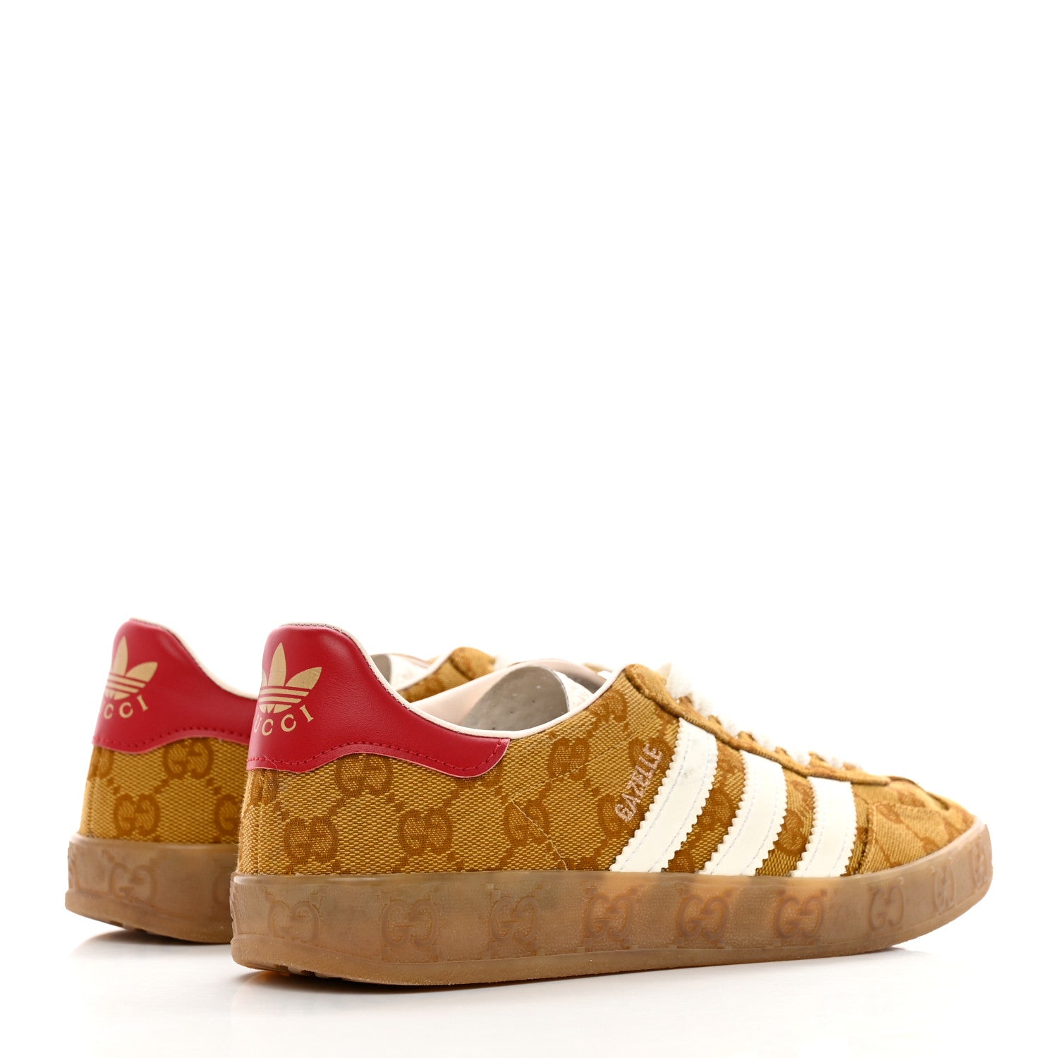 Gucci X ADIDAS Vintage GG Monogram Mens Gazelle Sneakers 6.5 Mid Natural Nut Off White 5 of 10