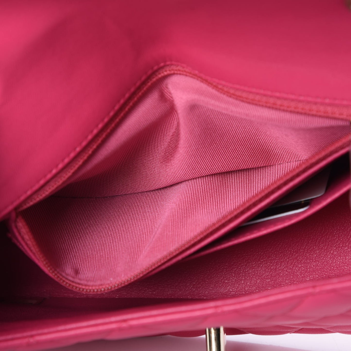 Lambskin Quilted Mini Rectangular Flap Fuchsia
