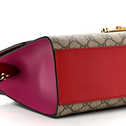 Gucci GG Supreme Monogram Calfskin Medium Padlock Shoulder Bag Beige Hibiscus Red New Rosette 9 of 10