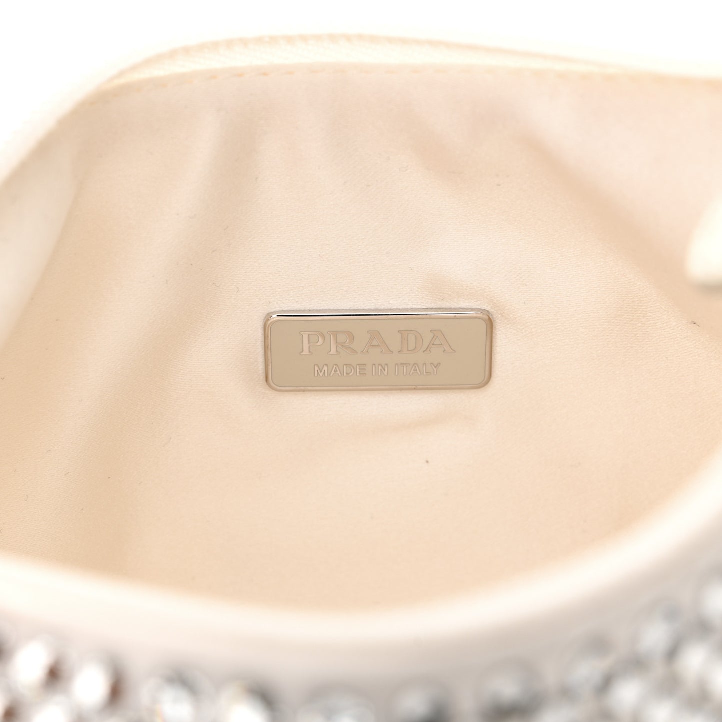 Satin Crystal Mini Re-Edition 2000 Bag White