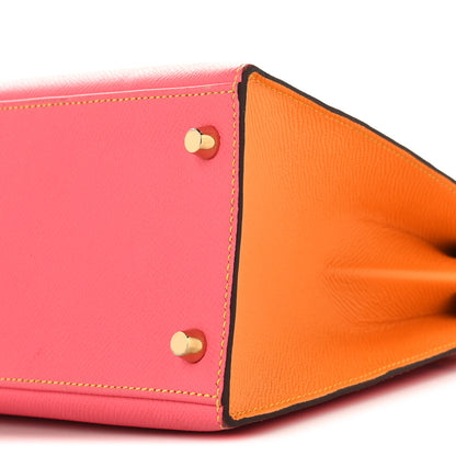 Hermes Epsom Horseshoe Kelly Sellier 28  Rose Azalee Jaune D'or 10 of 10