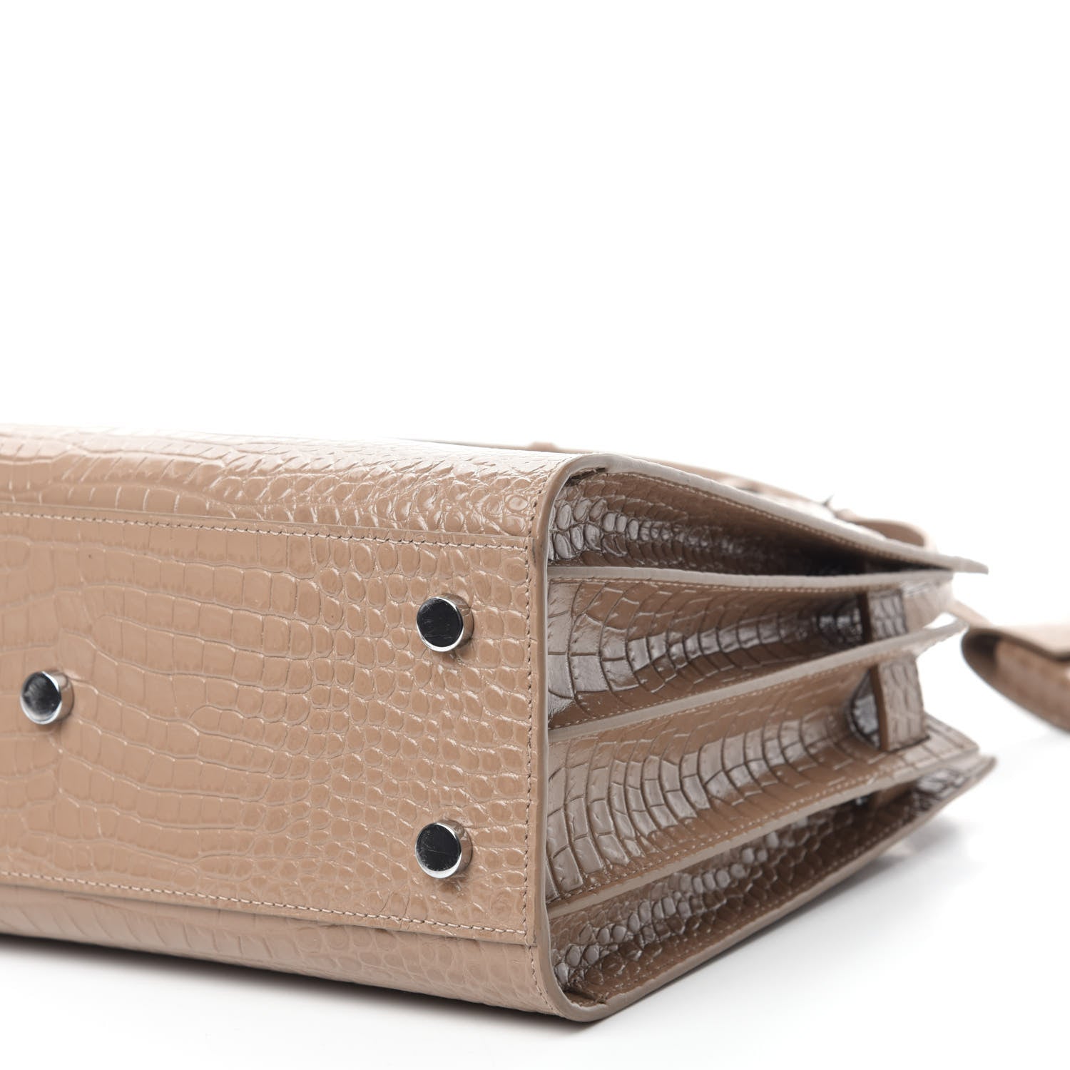 Saint Laurent Calfskin Crocodile Embossed Baby Sac De Jour Brown 8 of 10