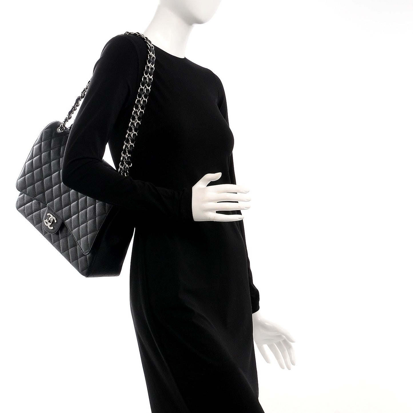 Caviar Quilted Maxi Double Flap Black