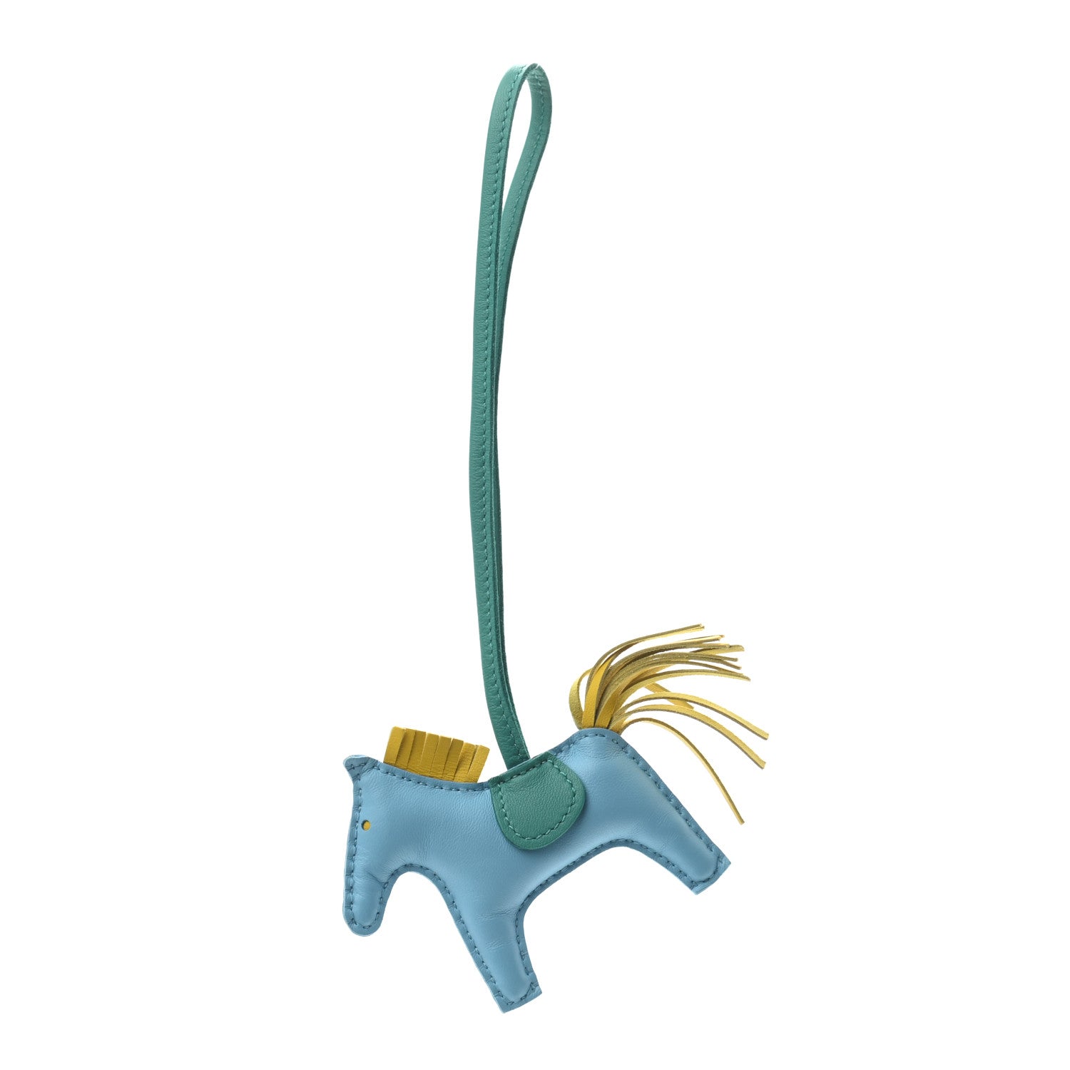 Hermes Milo Lambskin Grigri Rodeo Horse Bag Charm PM Celeste Jaune de Naples Vert Verone 1 of 4