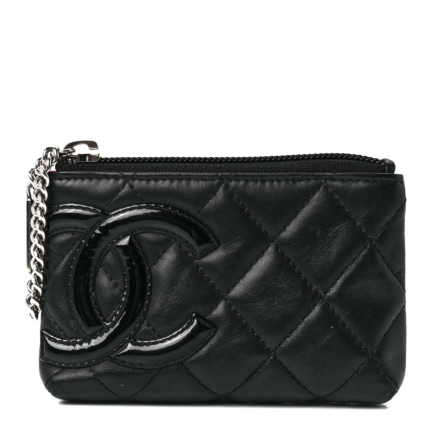 Calfskin Quilted Cambon Key Pouch Black