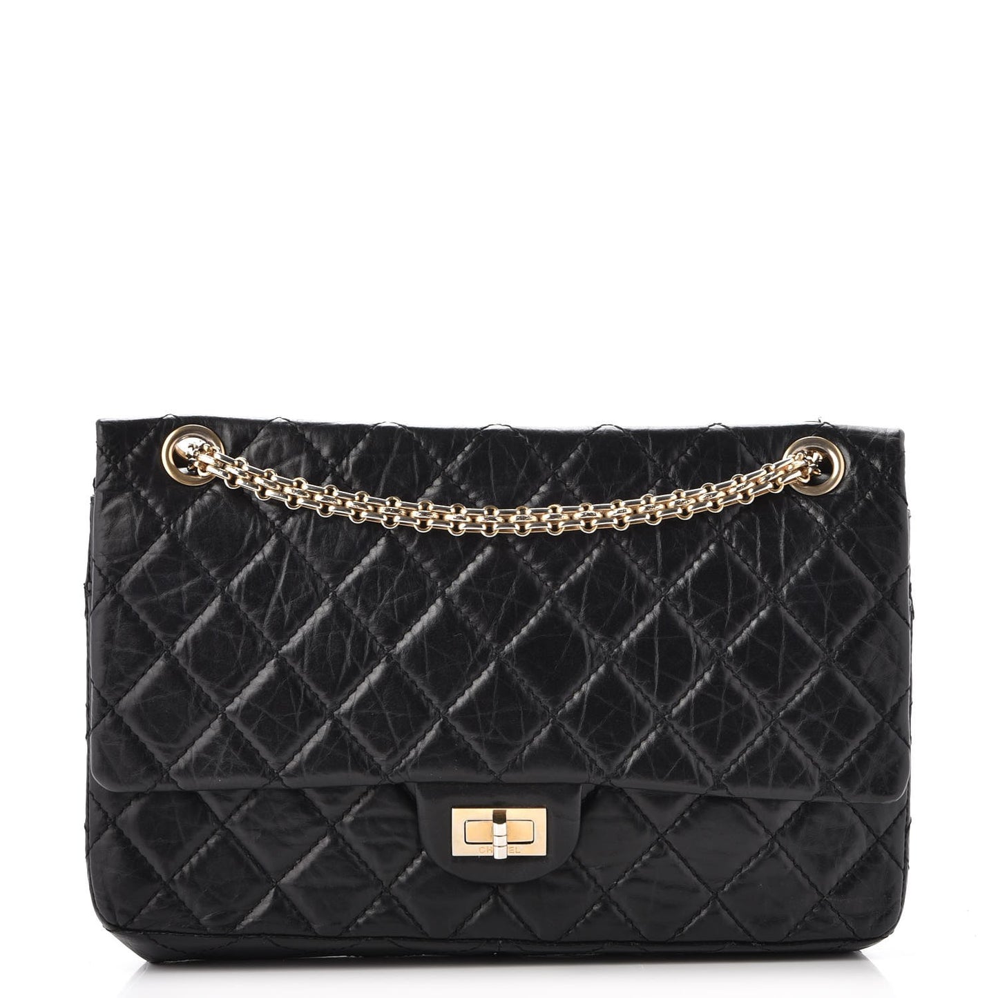 Aged Calfskin Quilted 2.55 Reissue 226 Flap Black