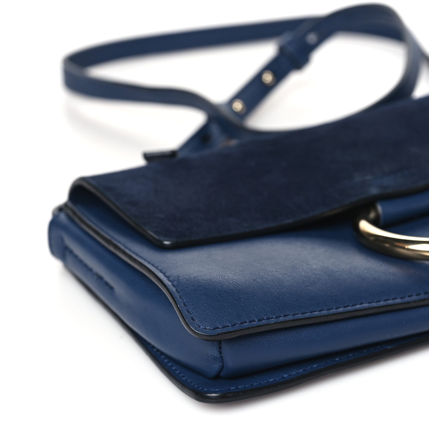 Chloe Suede Calfskin Small Faye Shoulder Bag Denim Blue 9 of 10