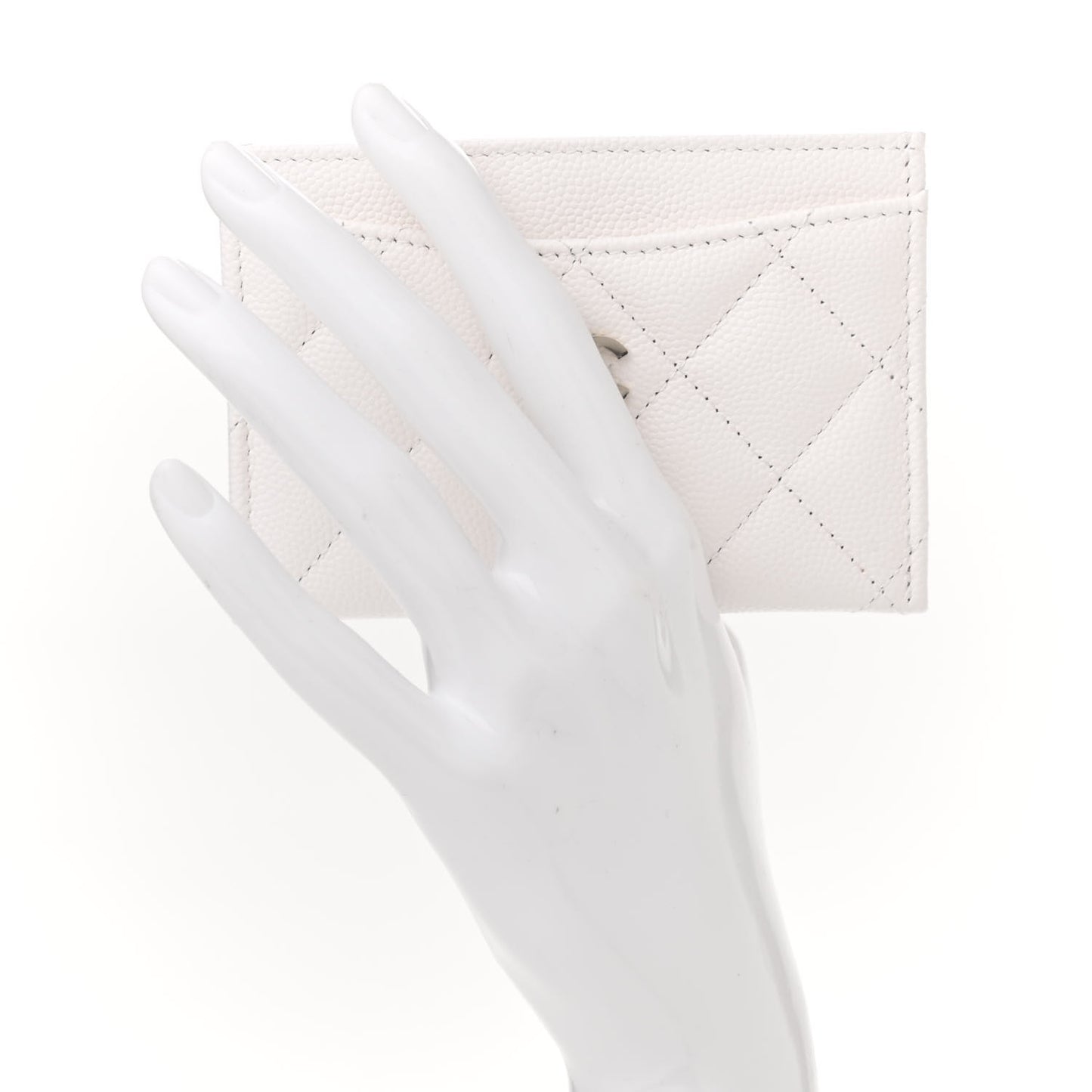 Caviar Quilted Card Holder White
