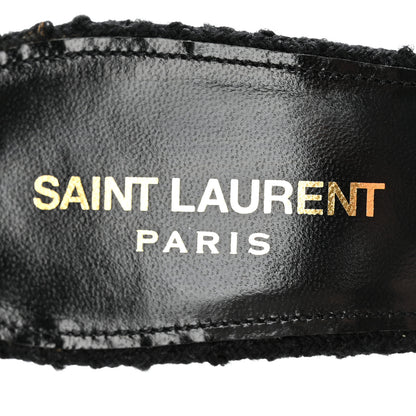 Saint Laurent Boucle Tweed La 16 95 Mule Sandals 39 Black 7 of 10