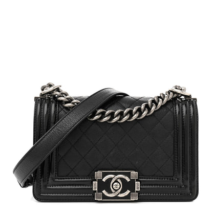 Chanel Goatskin Quilted Patent Small Duo Boy Flap Black Black 1 of 16