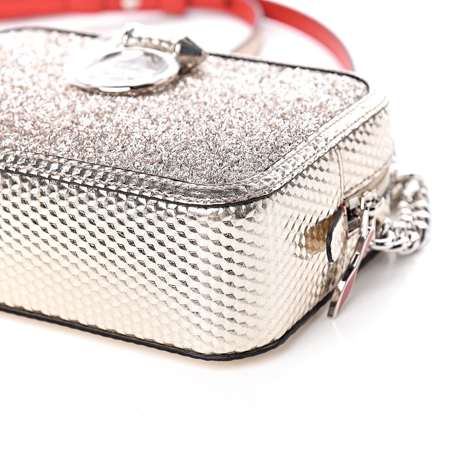 Christian Louboutin Givre Calfskin Glitter Cubiste Mini Rubylou Perle Platine 6 of 12
