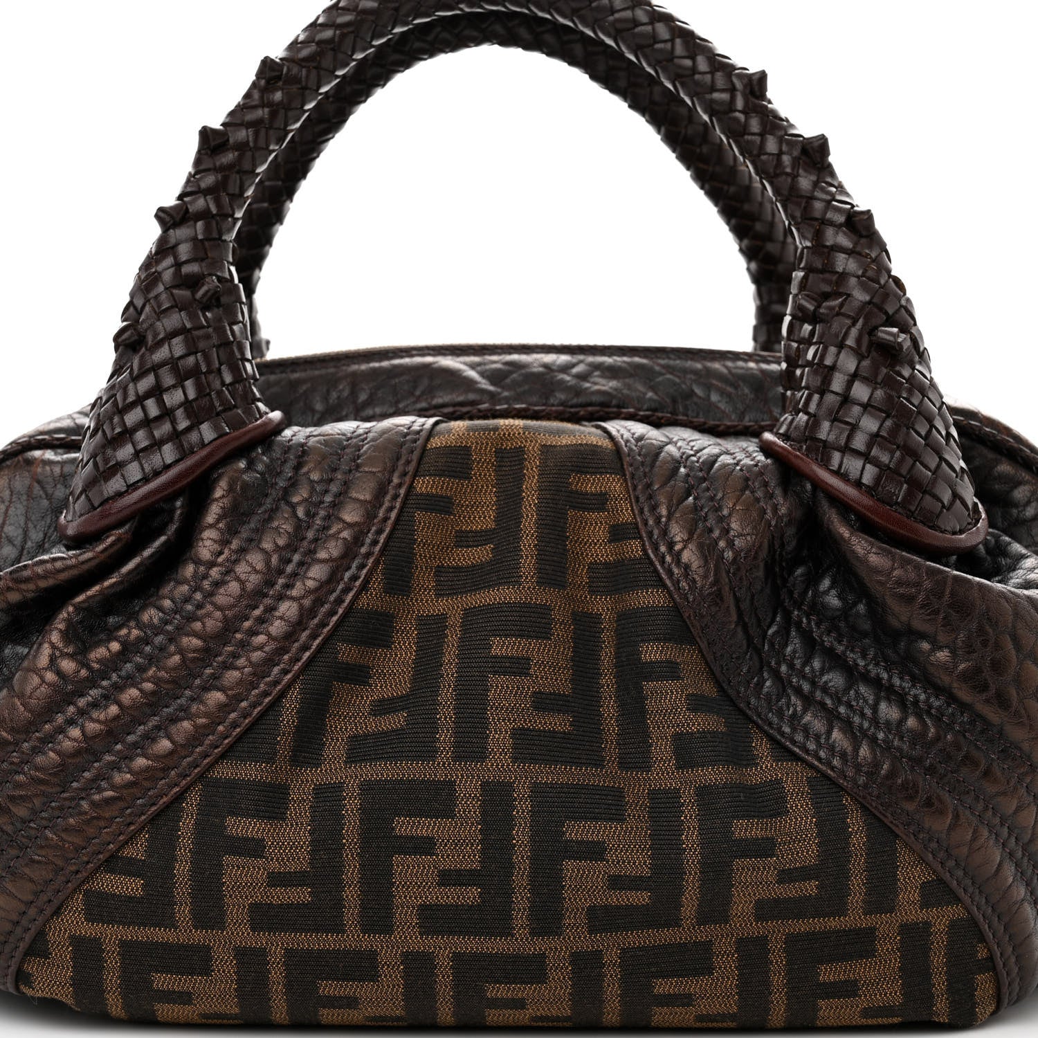 Fendi Zucca Nappa Nuvolata Vitello Tortuga Spy Bowler Tobacco Moro 8 of 10