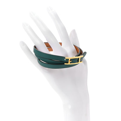 Hermes Swift Hapi 3 MM Triple Tour Bracelet S Malachite 2 of 8