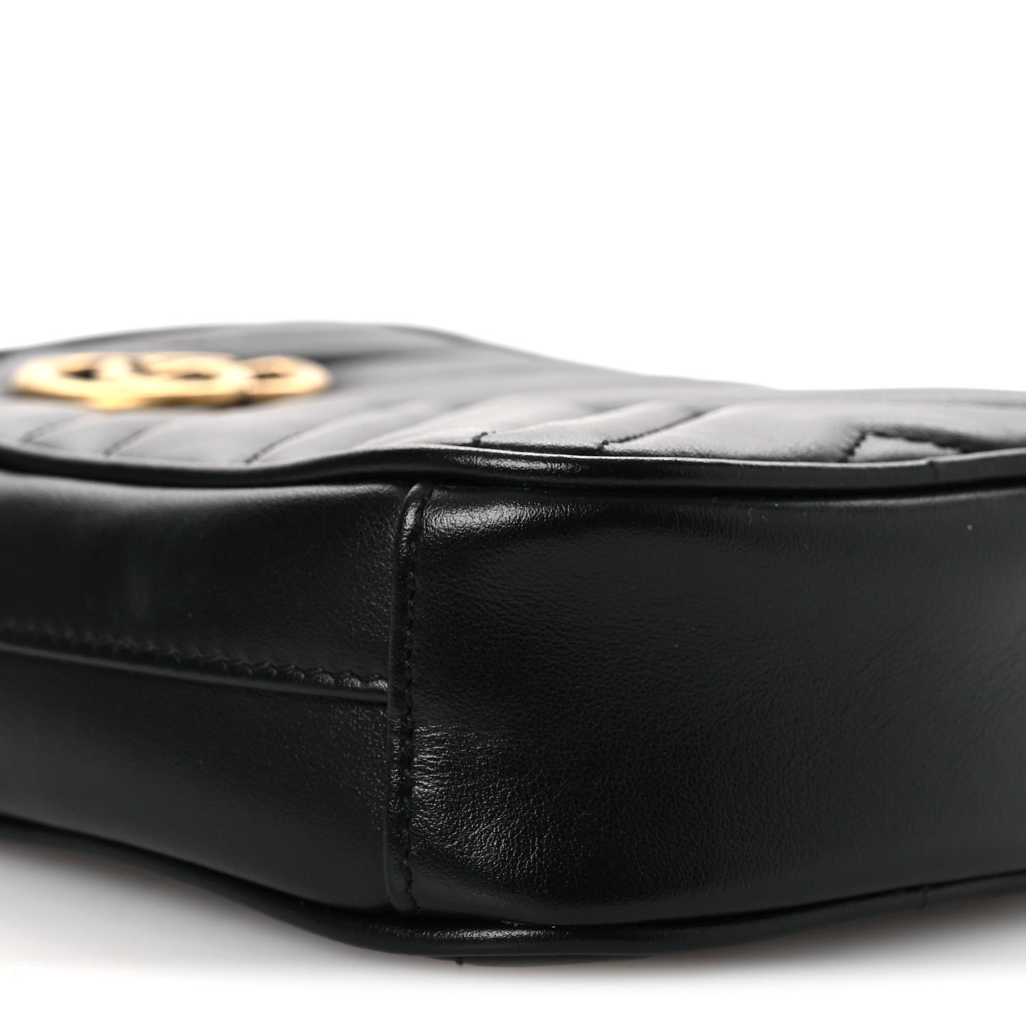 Calfskin Matelasse Mini GG Marmont Crossbody Bag Black
