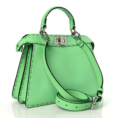 Fendi Cuoio Roma Sellerissima Nappa Sintetica Tape Stitch Small Peekaboo I SEE U Satchel Edamame 3 of 10