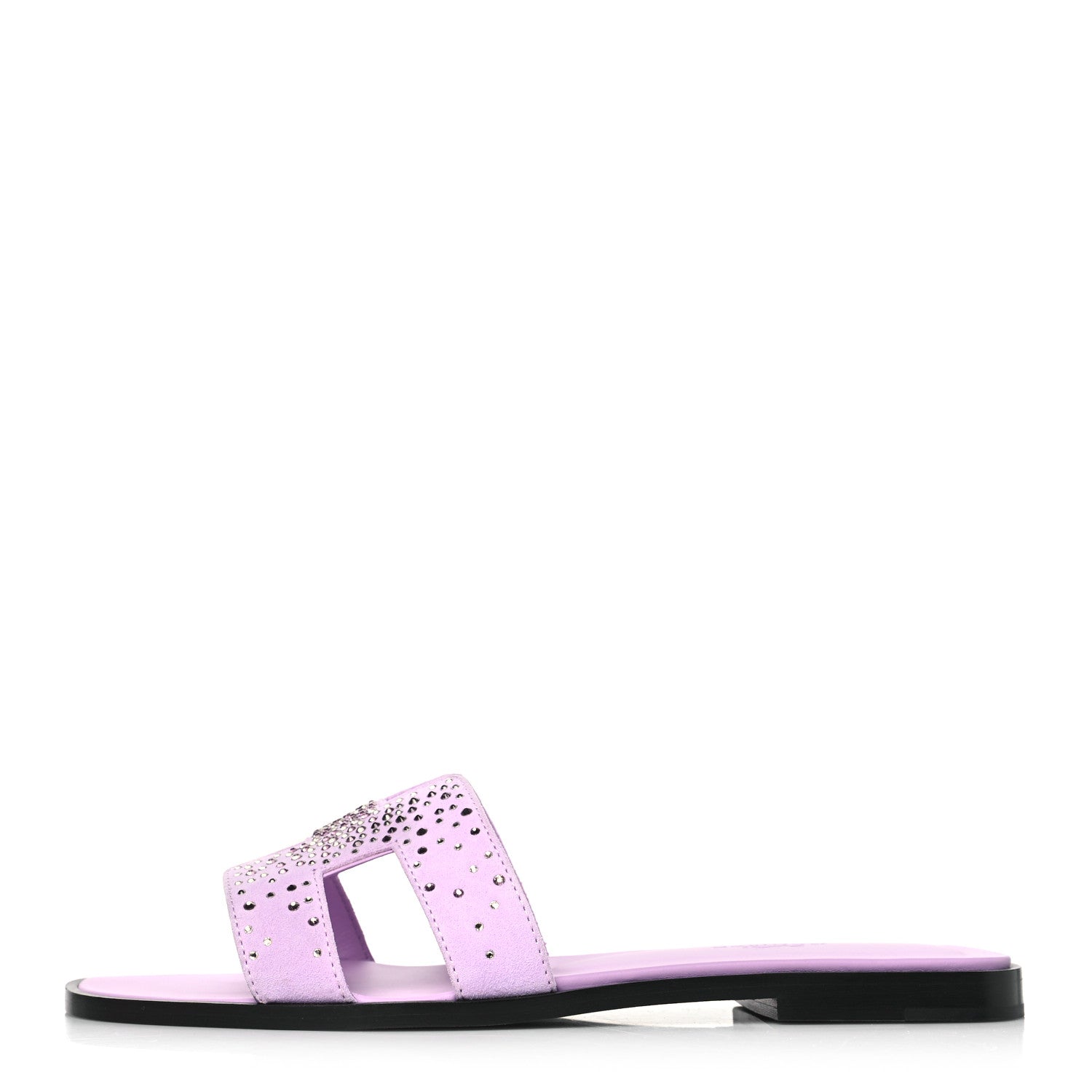 Hermes Suede Goatskin Crystal Oran Sandals 37 Violet Amethyste 1 of 9