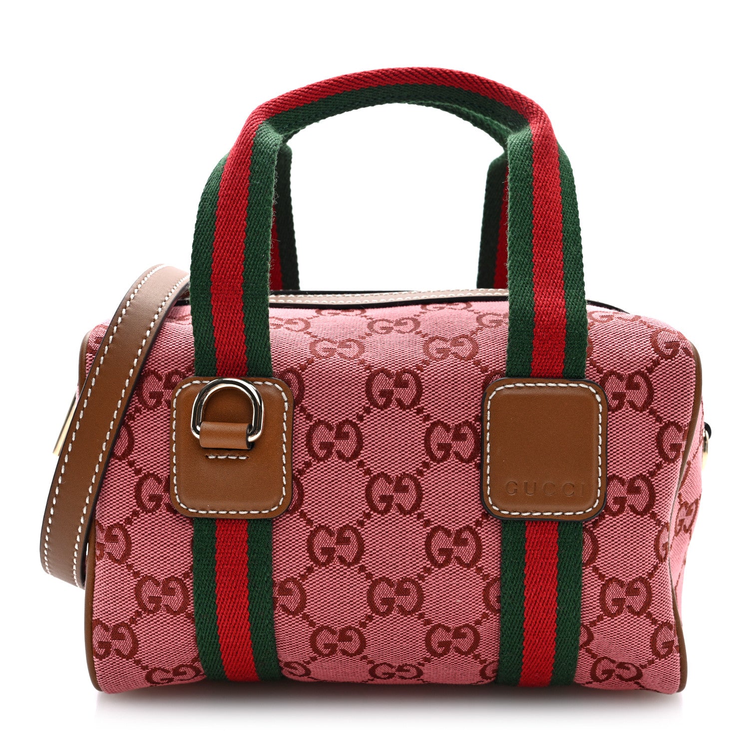Gucci GG Supreme Web Mini GG Top Handle Bag Pink Beige 1 of 10