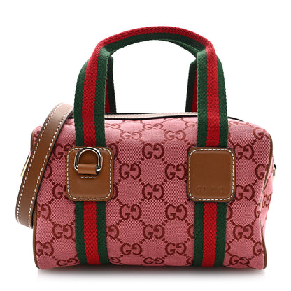 Gucci GG Supreme Web Mini GG Top Handle Bag Pink Beige 1 of 10