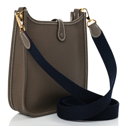 Hermes Taurillon Clemence Amazone Evelyne TPM Etoupe Bleu Indigo 3 of 10
