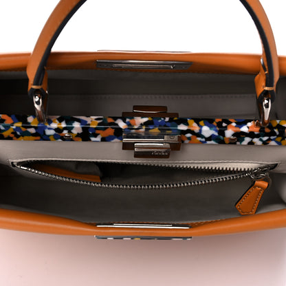 Fendi Vitello Seta Shiny Nappa Plexiglass Granite Medium Peekaboo Iconic Satchel Ginger Latte 5 of 10