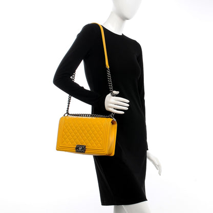 Chanel Lambskin Quilted New Medium Boy Flap Yellow 2 of 8