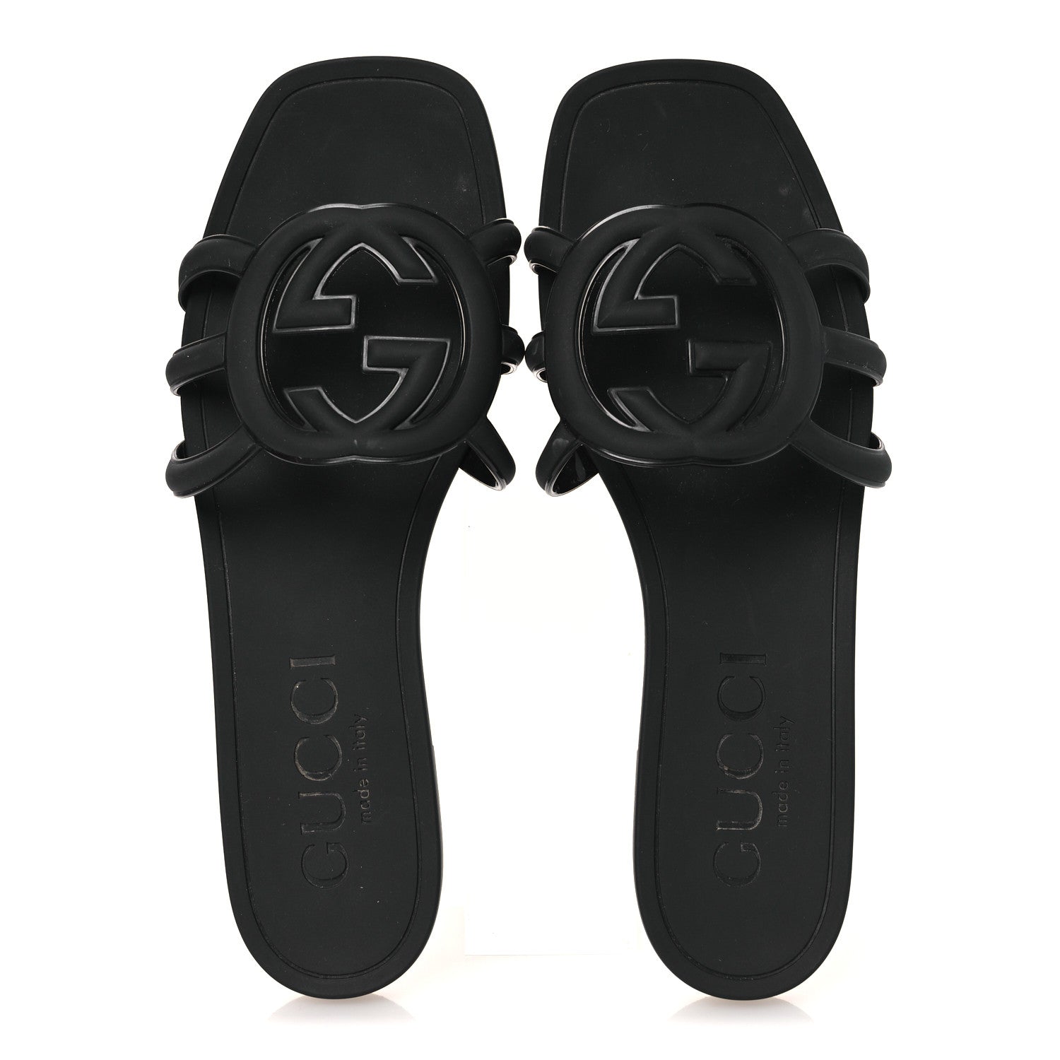 Gucci Rubber Interlocking G Womens Slide Sandals 38 Black 2 of 11
