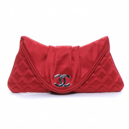 Chanel Satin Flap Clutch Red 1 of 7
