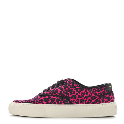 Saint Laurent Canvas Leopard Print Venice Low Top Sneakers 36 Fuxia Black 1 of 9
