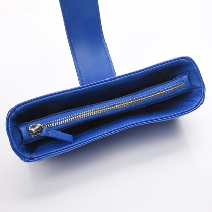 Chanel Patent Quilted Mini Phone Holder Clutch Blue 5 of 8