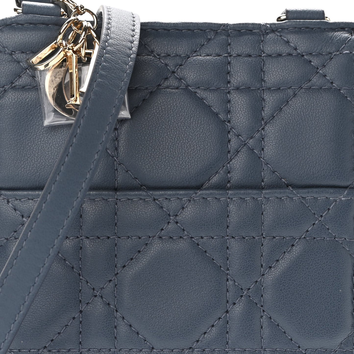 Lambskin Cannage Lady Dior Long Wallet Denim Blue