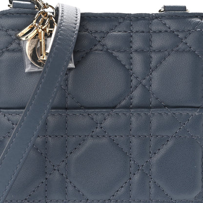 Christian Dior Lambskin Cannage Lady Dior Long Wallet Denim Blue 7 of 9