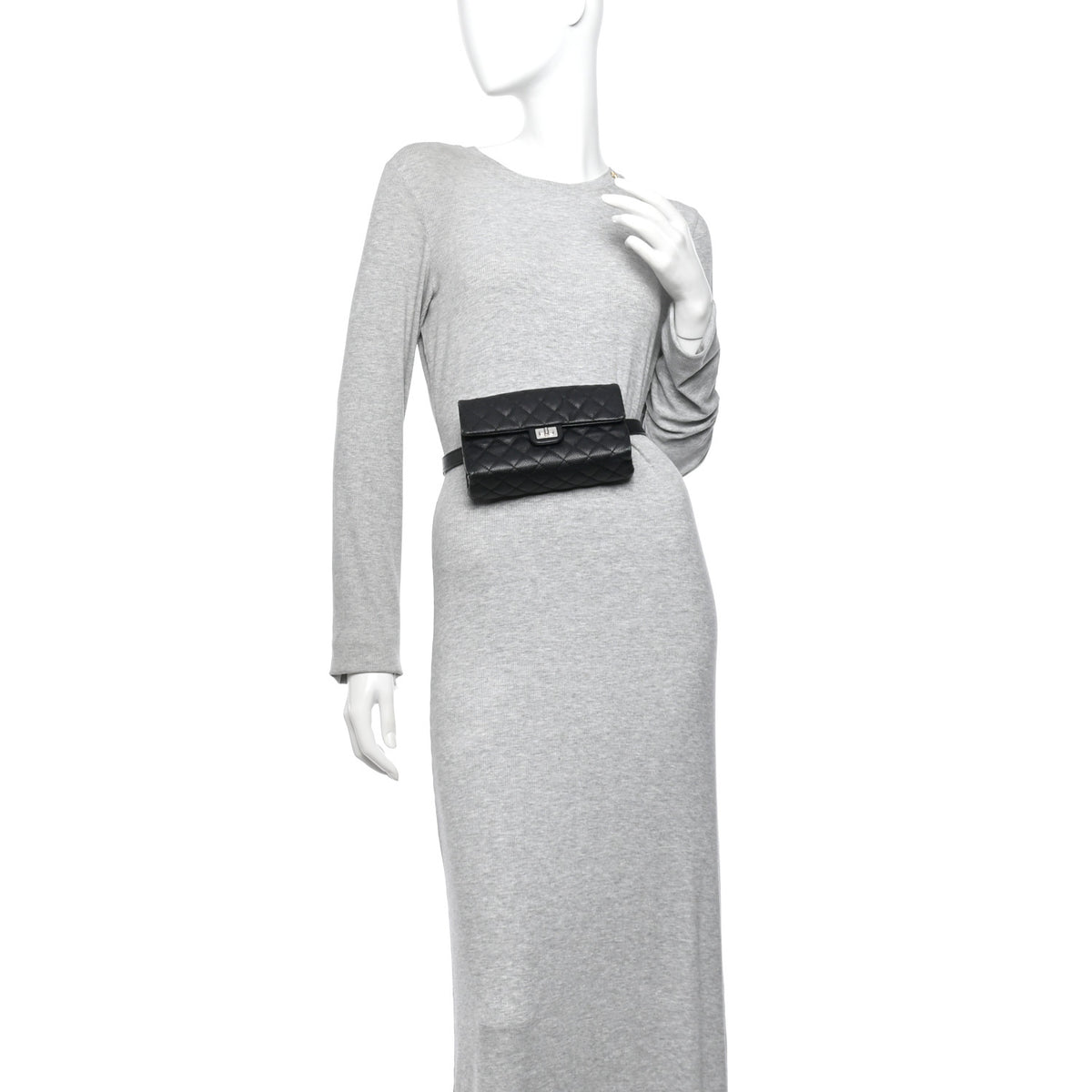 Chanel Grained Calfskin Quilted 2.55 Reissue Flap Belt Bag Clutch Black 2 of 13