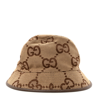 Gucci Monogram Jumbo GG Bucket Hat M Camel Ebony New Acero 3 of 8